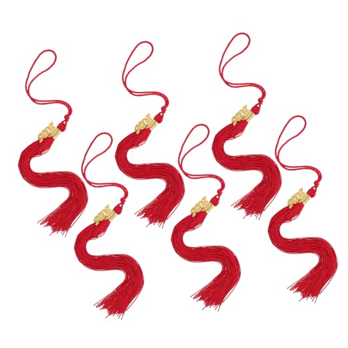 CAXUSD 6 Stück Junggesellenhut Quaste Kappendekorationen für den Abschluss Hut schmücken Charme Absolvent Hut Abschlusskleid Quaste Quastenanhänger für Abschlusskappe Polyester rot von CAXUSD