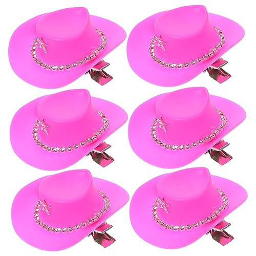 CAXUSD 6 Stück Mini Western Cowboy Haarnadel Party Haarschmuck Geschenke Cowboy Party Dekoration Lieferungen Kappe Haarspange Haarnadeln Sommer Haarschmuck Haarspange Für Mädchen von CAXUSD