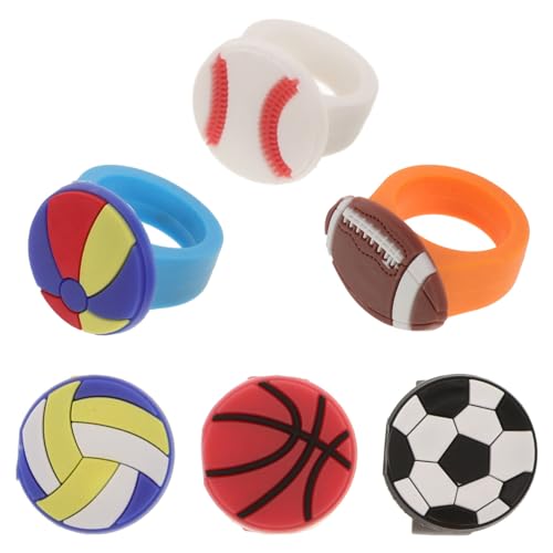 CAXUSD 6 Stück Sport Themen Ringe aus PVC Teilig Fußball Basketball Volleyball Baseball und Rugby Ring für Party Goodie Bags und Füllungen CAXUSD 6 Stück Sport Themen Ringe aus PVC Teilig Fußball Basketball Volleyball Baseball und Rugby Ring für Party Goodie Bags und Füllungen von CAXUSD