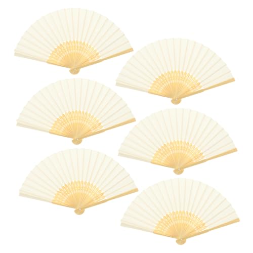 CAXUSD 6 Stück Teiliges Faltbare Chinesische Handfächer Papier Handlicher Fächer für Hochzeiten Party Deko Tanzrequisiten und Gastgeschenke Leicht und Kompakt für Sommer und Outdoor von CAXUSD