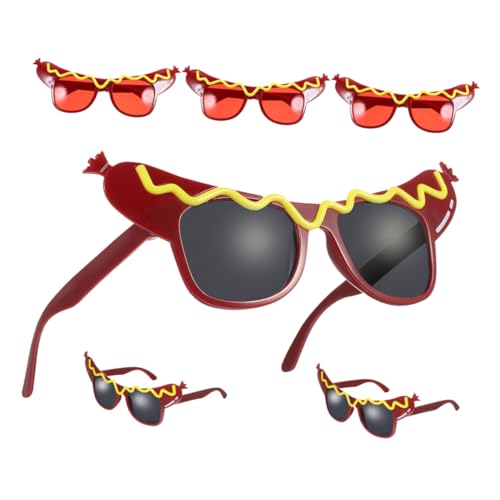 CAXUSD 6 Stück Teiliges Hot Dog Sonnenbrillen Party Requisiten Lustige Neuheiten für Erwachsene für Geburtstagsfeiern Halloween Cosplay und Fotobooth Dekorationen von CAXUSD