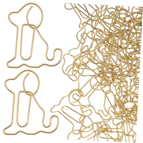 CAXUSD 60 Stück Niedliche Büroklammer Papierclips Hund Metall Büroklammern süße Papierclips süße Bürobedarf dekorative Metallpapierklammern dekorativ Büroklammern süß Golden von CAXUSD