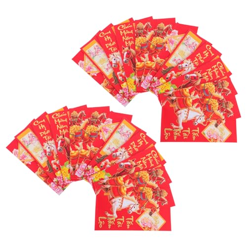 CAXUSD 60 Stück Rote Umschläge Neujahr 2026 – Vietnamesisches Hong Bao Rote Päckchen Glücksgeldumschläge Mit Pferd Für Das Chinesische Frühlingsfest von CAXUSD