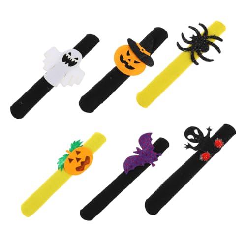 CAXUSD Kinderspielzeug 6st Pop-kreis-armband Taschenfüller Für Halloween-partys Kinderarmband Kinder-handgelenkleine Halloween-spielzeug-armbänder Plüschwürfe Schädel Plastik Pat-ring von CAXUSD