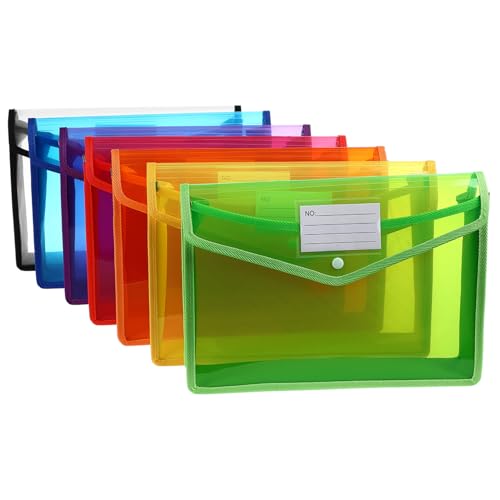 CAXUSD 7 Stück Plastiktüte Knopfschnalle Briefmarken-Aufbewahrungstaschen transparente Schreibwarentasche durchsichtige Dokumentenumschläge Aktentaschen fürs Büro pp von CAXUSD