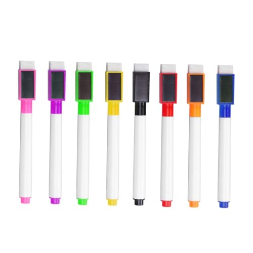 CAXUSD 8 Stück Magnetische Whiteboard Marker Farben Abwischbar mit Integriertem Radierer Bunte Filzstifte für Schule und Büro Kindgerechte Langlebige Tafelstifte mit Starkem Magnet für von CAXUSD