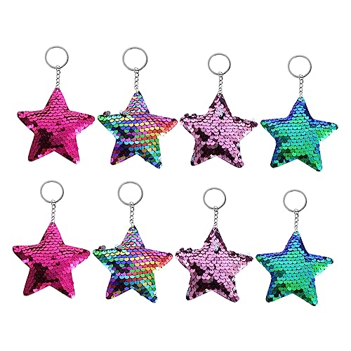 CAXUSD 8 Stück Teiliges Weihnachtsstern Schlüsselanhänger mit Flip Sequins Bunte Taschenanhänger für Weihnachtsfeiern und Dekoration als oder Partyzubehör von CAXUSD