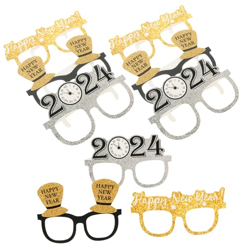 CAXUSD Lustige Brille 9st 2024 Papierbrille Weihnachtstaschenfüller Partygeschenke Für Das Neue Jahr Frohes Neues Jahr Party Favor Party-brillen-dekore Party-sonnenbrille Gläser Zubehör von CAXUSD