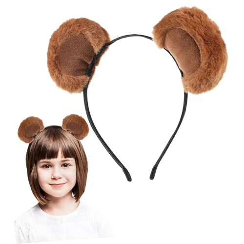 CAXUSD Bärenohren Haarband für Damen Niedliches Flauschiges Stirnband aus Weichem Stoff für Gesichtswäsche Cosplay Partys Verstellbares Tierohren Accessoire von CAXUSD