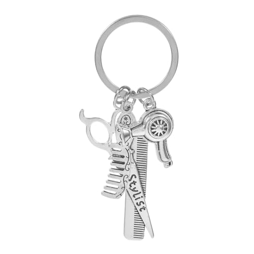 CAXUSD Friseur Schlüsselanhänger Friseur-charms Kamm Schlüsselanhänger Haarwerkzeuge Schlüsselring Friseur Schmuck Frisewerkzeug Souvenir Friseurkamm Scherenanhänger Zinklegierung Silver von CAXUSD
