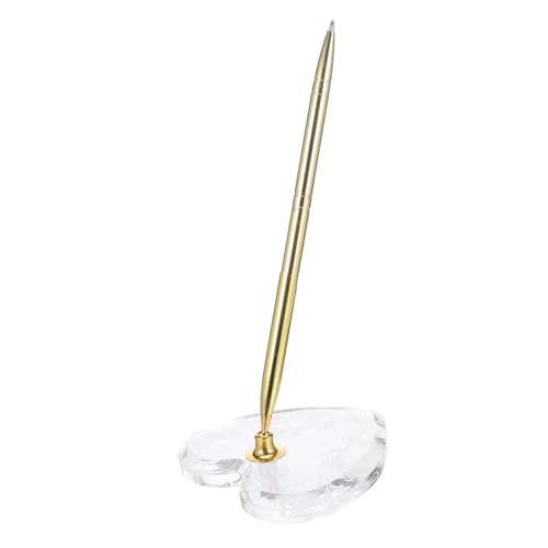 CAXUSD Goldfarbener Kugelschreiber mit Acryl-herzständer Stabiler Metall-stift für Hochzeit Gästebuch-signierstift mit Halter Elegantes für Zeremonie Empfang Verlobung Jubiläum CAXUSD Goldfarbener Kugelschreiber mit Acryl-herzständer Stabiler Metall-stift für Hochzeit Gästebuch-signierstift mit Halter Elegantes für Zeremonie Empfang Verlobung Jubiläum von CAXUSD