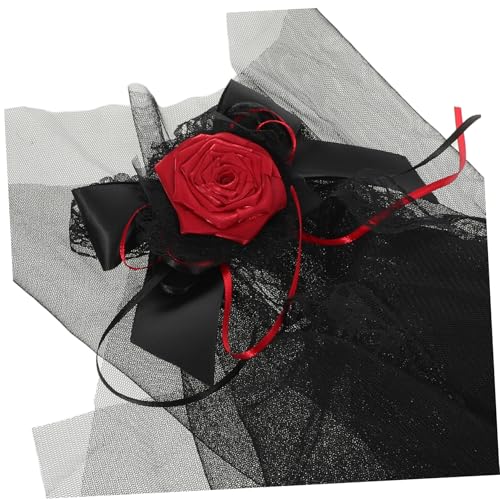 CAXUSD Gothic Schleier Stirnband mit Realistischer Schwarzer Rosenverzierung Leichtes Halloween Haarschmuck für Cosplay Karneval und Geisterfestivals Wiederverwendbar und Komfortabel von CAXUSD