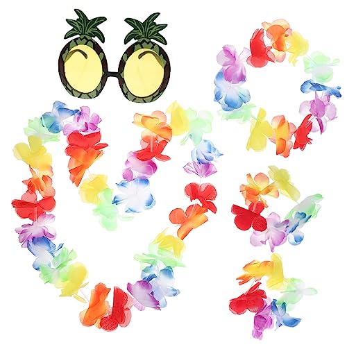 CAXUSD Hawaiianische Blumengirlande und Teiliges Tropisches Party mit Natürlichen Leichten Blumenketten und Pineapple Sonnenbrille für Luau Pool und Strandfeiern Hochzeiten und von CAXUSD