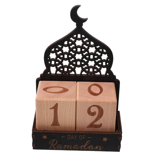 CAXUSD Kalender Aus Holz Eid-kalender Aus Holz Eid-wohndekorationen Dekorative Statue Countdown -kalender Ramadan-kalenderdekorationen Adventskalender Für Ramadan Schwarz Buchsbaum von CAXUSD