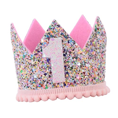 CAXUSD Kinder-Tiara Krone Stirnband für Kinder 1. Geburtstagsmütze Motorhaube für kleine Mädchen Haargummis Tiara Krone zum 1. Geburtstag des Babys Krone zum Kindergeburtstag Traum von CAXUSD