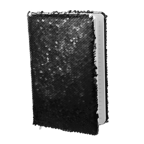 CAXUSD Notizblock Mit Pailletten Zeitplan-notizbuch Büro Notebook Wiederverwendbare Notizbücher Pailletten Tagebuch -notizbuch Agenda-planungsnotizbuch Memo -pad Pvc Schwarz von CAXUSD