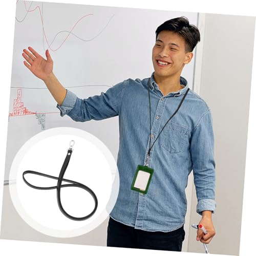 CAXUSD PU Handy Kartenhalter Lanyard mit Schwarzem PU Lederband Strapazierfähiges Halteband für Mitarbeiter Schüler ausweise Verlässlich und Langlebig für Büro und Schule von CAXUSD