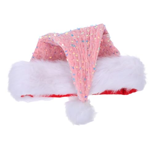 CAXUSD Pailletten-Weihnachtsmütze weihnachtsfeier hut Feiertagshüte PECING HAT für Weihnachtsfeier Kostümhut Urlaub festlichen Weihnachtsmütze Netter Hut Polyester Rosa von CAXUSD