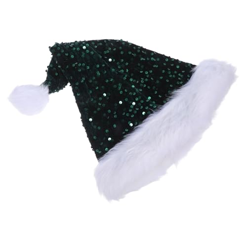 CAXUSD Pailletten weihnachtsmütze Netter Hut Kostüm Hüte Silvester Santa Hut Mit Pailletten Funkelnde Weihnachtsmütze Mit Polyester Dunkelgrün von CAXUSD