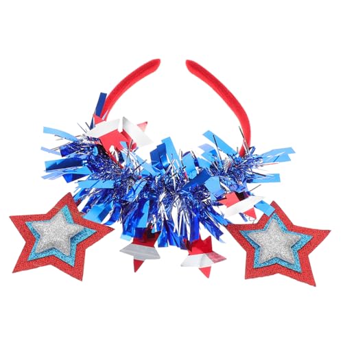 CAXUSD Pentagramm-Stirnband Kopfbedeckungen mit Cosplay-Haarreifen sternhaarreif sternenhaarreif 4. Juli Stirnband Patriotisches Stirnband Krawatte schmücken Kleidung Latte-Kunst Flagge von CAXUSD