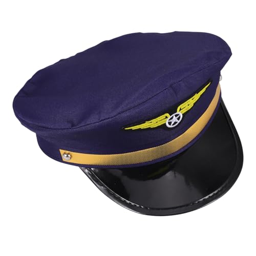 CAXUSD Pilotenmütze festival kopfbedeckung Pilotenkappe Fliegerhut Kapitänsmütze Airline-Kostümzubehör Pilotenzubehör Flugbegleiterhut Pilotenkostüm für Flugzeugkostüm Plastik Blue von CAXUSD