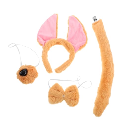 CAXUSD Plüsch Hund Ohren Stirnband Nase Fliege Cartoon Tier Cosplay Zubehör für Erwachsene für Halloween und Partys von CAXUSD