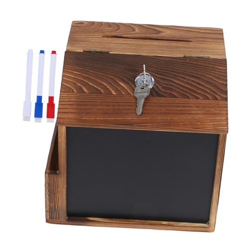 CAXUSD Retro -Holzmailbox Praktischer Wandbriefkasten Retro Briefkasten Sicherer Briefkasten Praktische Wahlurne Briefkasten mit Schloss Wahlurnen für Tombola Vorschlagsboxen Brown von CAXUSD