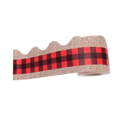 CAXUSD Rot-schwarz Kariertes Gingham Bulletin Board Border mit Buffalo Plaid Muster Dekorative und Funktionale Tafelrandfolie für Klassenzimmerwände Einfach Anzubringen Langlebig und von CAXUSD