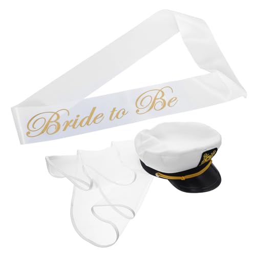CAXUSD Sailor Bride Hat mit Schleier und Schulterband Weiße Braut Kopfbedeckung Atmungsaktives Design für Strandhochzeiten Junggesellinnenabschied und Sommerfeiern von CAXUSD