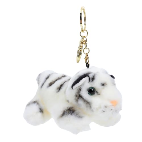 CAXUSD Schlüsselanhänger Kindertaschenanhänger Zur Dekoration Plüsch-tiger-puppe-anhänger Stofftieranhänger Rucksackzauber Hängender Tiger-anhänger Plüschtier-anhänger Zinklegierung Weiß von CAXUSD