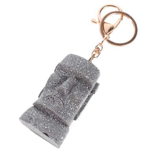 CAXUSD Schlüsselanhänger Mit Steinstatue Tasche Schlüsselbundzubehör Figur Moai-schlüsselanhänger Schlüsselanhänger-ornament Für Frauen Moai-partygeschenke Schlüsselhalter Harz von CAXUSD