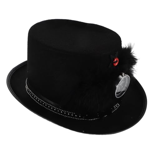CAXUSD Steampunk Top Hat mit Flügeln und Feder Vintage Halloween Party Accessoire Punk Cosplay Hut für Damen und Herren Gothic Karneval Kostüm Zubehör von CAXUSD