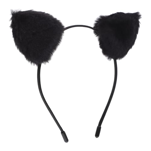 CAXUSD Katzenohren-stirnband Pelzig Schwarz Für Halloween Kostüm Party Kopfschmuck Stirnband Katze Ohren von CAXUSD