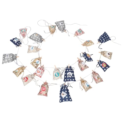 CAXUSD Teiliges Adventskalender mit Nummerierten Hängenden Jutesäckchen DIY Weihnachts Countdown Kit Rustikale Wiederverwendbare Beutel mit Zugband für Festliche Deko und Geschenkideen von CAXUSD