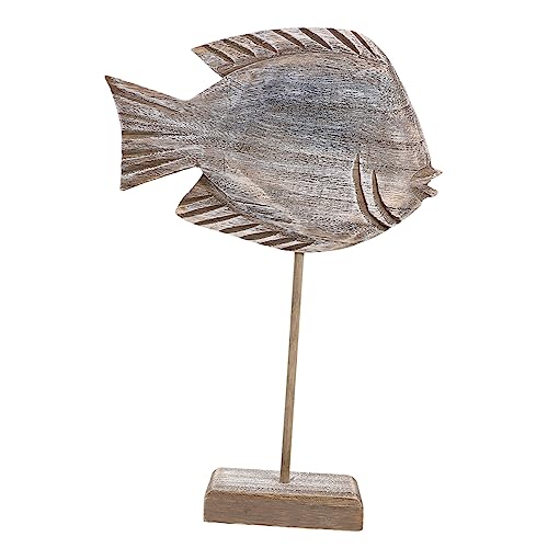 CAXUSD Fischdekor im mediterranen Stil Seefisch-Tischskulptur Ornament Embleme Kunstsammlung aus Holz Verzierung in Fischform Massivholz Fisch aus Holz Kunsthandwerk das Schild Kind von CAXUSD