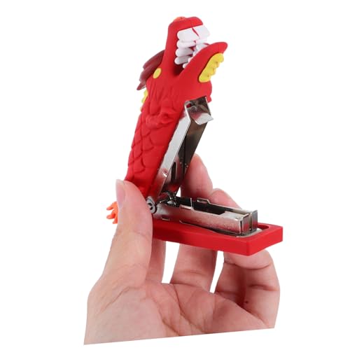 CAXUSD Xiaolong Hefter Bürowefter Hefter für Klassenzimmer Mini -Hefter schwere Hefter kleiner Hefter Mini Schreibtischhefter Büro-Must-Haves kompakter Hefter PVC-Weichkleber rot von CAXUSD