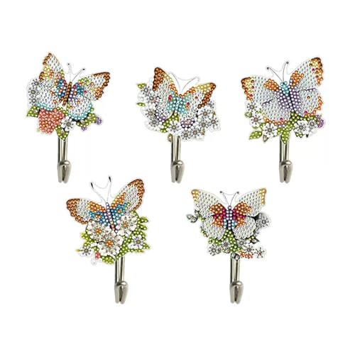 CAYUDEN DIY Diamond Painting Selbstklebende Haken, 5 Stück Diamond-Painting Schmetterling Bilder Garderobe Kinder, 5D Diamant Malerei Bastelset Deko Erwachsene, Kleiderhaken für Bad, Küche, Eingang CAYUDEN DIY Diamond Painting Selbstklebende Haken, 5 Stück Diamond-Painting Schmetterling Bilder Garderobe Kinder, 5D Diamant Malerei Bastelset Deko Erwachsene, Kleiderhaken für Bad, Küche, Eingang von CAYUDEN