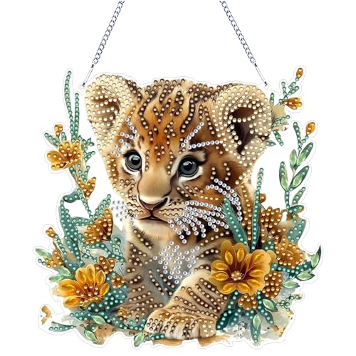 CAYUDEN Diamond Painting Anhänger Kinder Set, DIY Diamond-Painting Fensterbilder Tiger Diamant Wand Und Eingang Deko mit Kette für Erwachsene, Mosaik Bastelset für Fenster Küche Decor CAYUDEN Diamond Painting Anhänger Kinder Set, DIY Diamond-Painting Fensterbilder Tiger Diamant Wand Und Eingang Deko mit Kette für Erwachsene, Mosaik Bastelset für Fenster Küche Decor von CAYUDEN