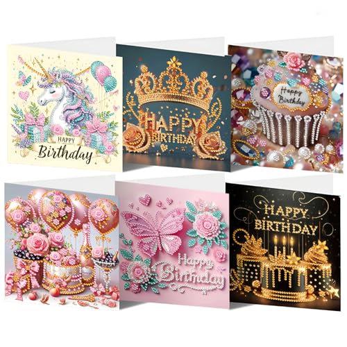 CAYUDEN Diamond Painting Karten Set, 6 Stück Krone Geburtstag Diamant Malerei Karten, DIY Handgemachtes Diamond Painting Grußkarte mit Umschlag Set, 5D Diamant Malerei Grußkarte für Freunde, Familie CAYUDEN Diamond Painting Karten Set, 6 Stück Krone Geburtstag Diamant Malerei Karten, DIY Handgemachtes Diamond Painting Grußkarte mit Umschlag Set, 5D Diamant Malerei Grußkarte für Freunde, Familie von CAYUDEN
