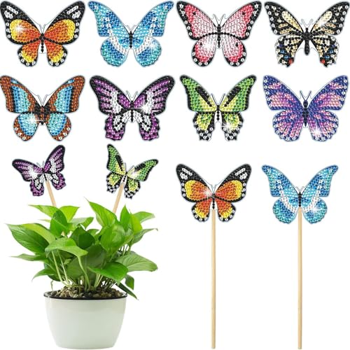 CAYUDEN Diamond Painting Schmetterling Deko Erwachsene, 8 Stück 5D Diamond Painting für Draußen und Drinnen, Gartendekoration Mosaik Bastelset Diamont-Painting Geschenk für Mama und Kinder ab 6 Jahre CAYUDEN Diamond Painting Schmetterling Deko Erwachsene, 8 Stück 5D Diamond Painting für Draußen und Drinnen, Gartendekoration Mosaik Bastelset Diamont-Painting Geschenk für Mama und Kinder ab 6 Jahre von CAYUDEN