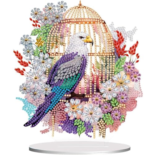 CAYUDEN Diamond Painting Tischdeko, DIY Diamond Painting Erwachsene 5D Papagei Diamant Malerei Stehend Kunst Set Diamant Painting Tisch Deko Diamant Malerei Ornamente für Dekoration, Geschenk von CAYUDEN