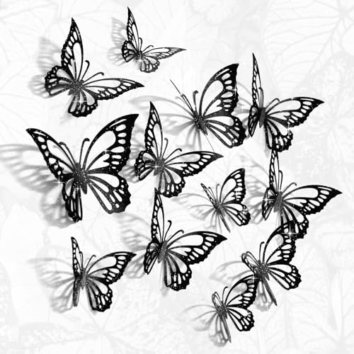 CAYUDEN Schmetterling Wandaufkleber 3D, 24pcs DIY Schmetterling Kombination Wanddekoration Schmetterlingsaufkleber Wandaufkleber Dekoration Aufkleber für Decke Party Hochzeitstorte Raumdekoration von CAYUDEN