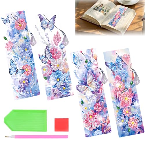 Diamond Painting Lesezeichen Kinder Erwachsene, CAYUDEN 4 Stück Schmetterling Bastelset Mädchen 6 7 8 9 10 Jahre, Mitgebsel Kindergeburtstag, Diamond-Painting Geschenke für Mutter, Freunde, Familie Diamond Painting Lesezeichen Kinder Erwachsene, CAYUDEN 4 Stück Schmetterling Bastelset Mädchen 6 7 8 9 10 Jahre, Mitgebsel Kindergeburtstag, Diamond-Painting Geschenke für Mutter, Freunde, Familie von CAYUDEN