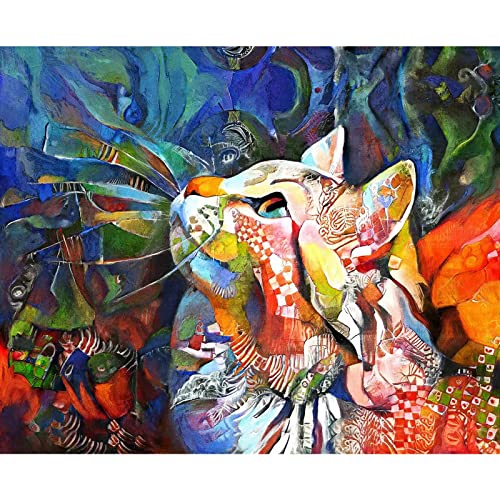 CAYUDEN Malen nach Zahlen Erwachsene, 40 x 50 cm Acrylfarben Katze Malen nach Zahlen für Erwachsene Anfänger Kinder Tier Malset mit 3 Pinseln Aquarellfarben Kinder DIY Cat Paint by Numbers Kids Adult von CAYUDEN