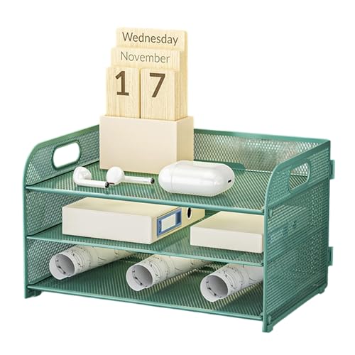 3-stöckiges Büro-Ablage, Papieraufbewahrung, Briefablage, Schreibtisch-Organizer mit Griff, Notizbücher, Sortierregal, Zubehör, Aktenablagen, Schreibtisch-Organizer, Notizbücher, Sortierregal für von CAZSTYK