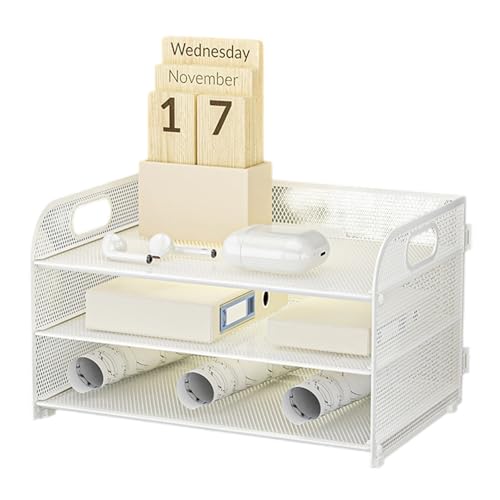 3-stöckiges Büro-Ablage, Papieraufbewahrung, Briefablage, Schreibtisch-Organizer mit Griff, Notizbücher, Sortierregal, Zubehör, Aktenablagen, Schreibtisch-Organizer, Notizbücher, Sortierregal für von CAZSTYK
