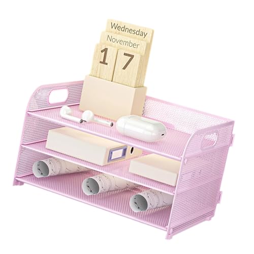 3-stöckiges Büro-Ablage, Papieraufbewahrung, Briefablage, Schreibtisch-Organizer mit Griff, Notizbücher, Sortierregal, Zubehör, Aktenablagen, Schreibtisch-Organizer, Notizbücher, Sortierregal für von CAZSTYK