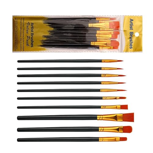 Acryl-Pinsel-Set, Malerei, Kunstzubehör für Aquarell, Gouache, Acryl, Künstler, Nylonhaar, Acryl, Aquarell, 10 Stück von CAZSTYK