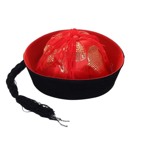 CAZSTYK Chinesischer Eunuchenhut mit Zöpfen für chinesische Motto-Partys und Festivals, Halloween-Eunuchenhut CAZSTYK Chinesischer Eunuchenhut mit Zöpfen für chinesische Motto-Partys und Festivals, Halloween-Eunuchenhut von CAZSTYK