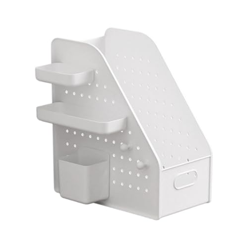 CAZSTYK Schreibtisch-Stecktafel-Organizer mit abnehmbarem Stiftebecher, multifunktionale Aufbewahrungsbox für Bücher, Dokumente, Bürobedarf, Buchständer mit Löchern von CAZSTYK